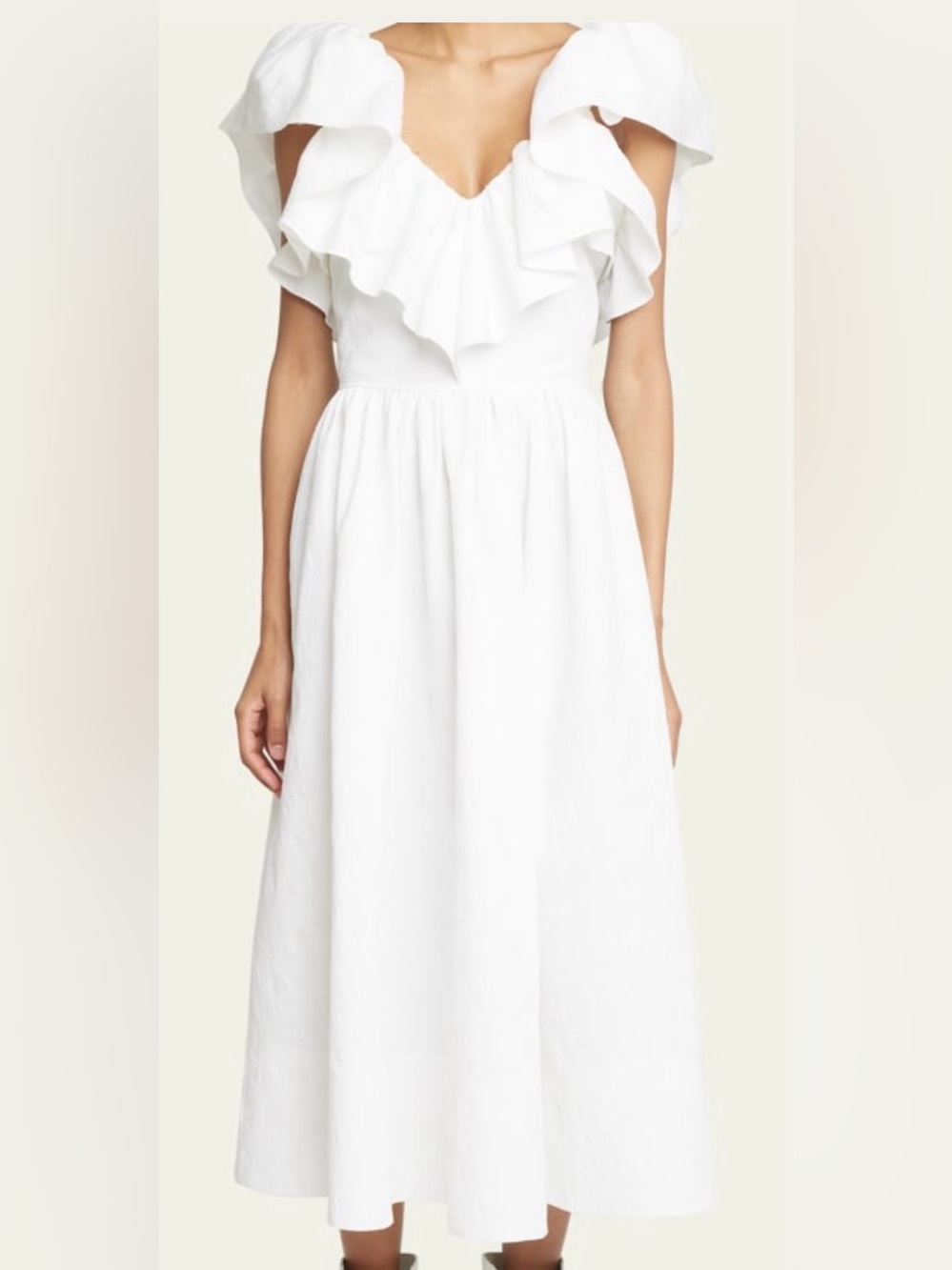Chloe White Renaissance Ruffle-Trim Midi Dress - Picture 5 of 8